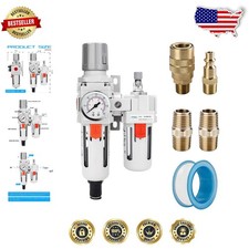 Professional 1/2" NPT FRL Combo: Auto-Drain, 5 Micron Brass Filter, 0-150 PSI