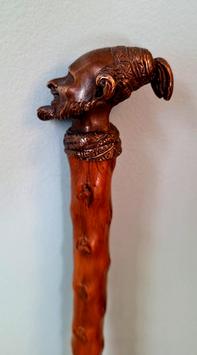 Antiker irischer Messing Kobold Weißdorn Knobkerrie Verteidigung Gehstock Stock - Bild 1 von 11