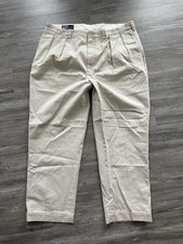 Polo Ralph Lauren Andrew Classic Chino Pants Pleated Vintage Tan Sz 40 X 29