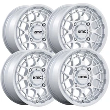 (Set of 4) KMC UTV KS139 Technic 15x7 4x137 +38mm Silver Wheels Rims 15" Inch