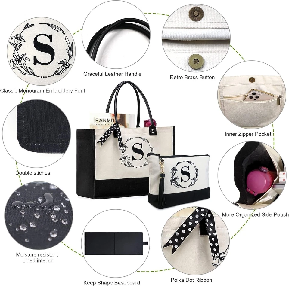 Presentes de aniversário femininos personalizados BeeGreen grandes brancos e pretos - Imagem 4 de 4