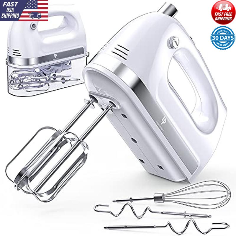 400W 5-Speed Electric Hand Mixer with Stainless Steel Attachments
