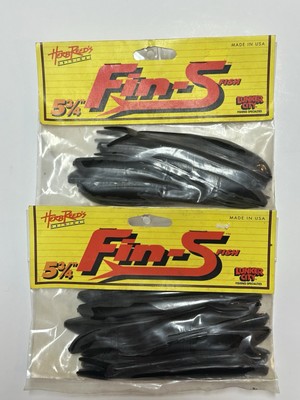 Lunker City Fin-S Fish 5.75  #35 Black 10 Count Soft Plastic Bait  NOS 2 Packs