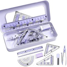 Geometry Compasses Maths Set 7 Pcs Protractor And Compass Set with Metal Box