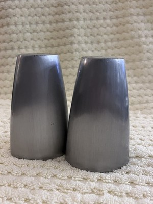 Vintage Michael Graves Brushed Nickel Modernist Salt & Pepper shakers Set