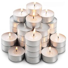 50 Tea Night Lights Candles 4 HOUR LONG BURN Unscented Tealights Nightlights 4HR