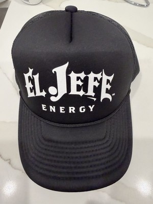 EL JEFE Energy Drink HAT Black MESH TRUCKER   SNAP BACK ADJUSTABLE NEW