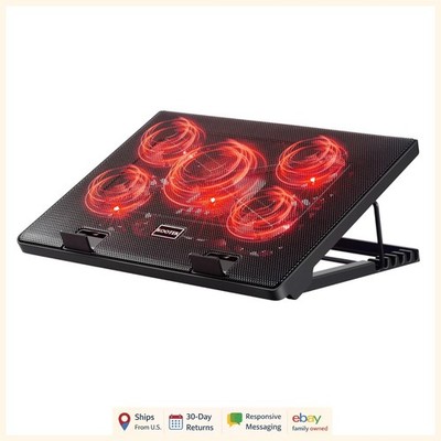 Adjustable Laptop Cooling Stand with 5 Fans and Dual USB Hub for Connectivity