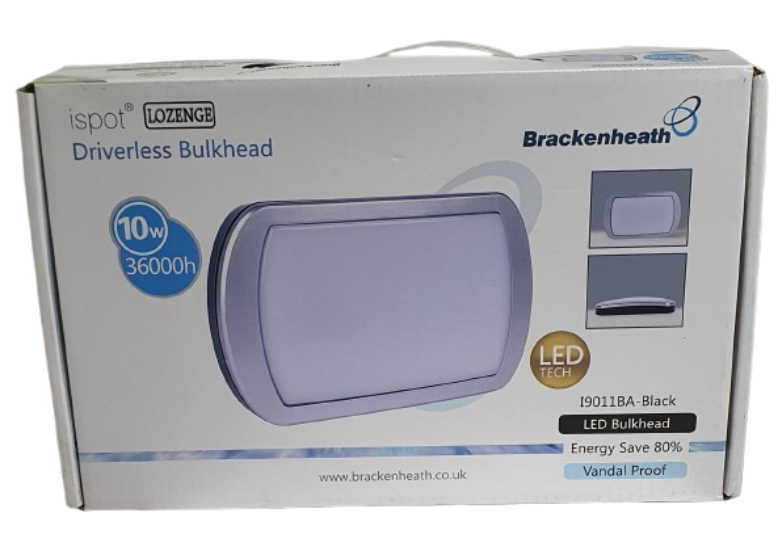 BRACKENHEATH 10W LED Bulkhead Light ispot Lozenge I9011BA-Black  IP54