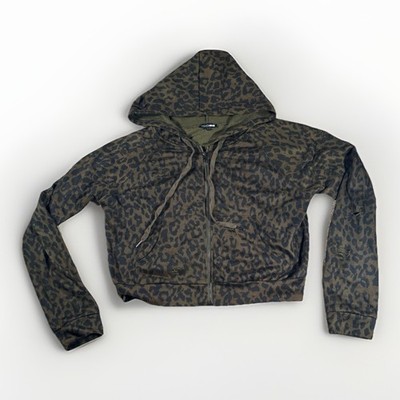 Fashion Nova Leopard Cheetah Print Zip Up Jacket Y2k Women s Size Large