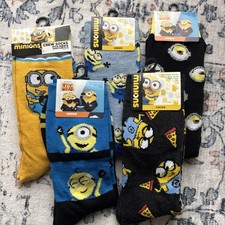 5 Pairs Minion Novelty Socks, New. Size 6.5-12