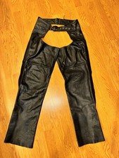 Vintage 90s 2000s mens western black leather chaps