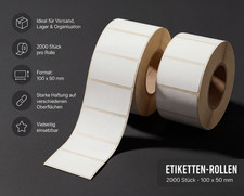 Etiketten selbstklebende Aufkleber 4000 St&uuml;ck Wei&szlig; B&uuml;ro Haushalt K&uuml;che 100x50mm