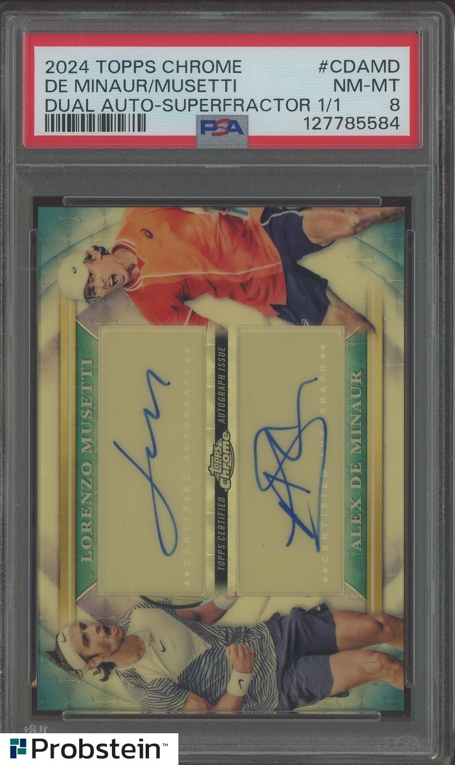 2024 Topps Chrome Superfractor L. Musetti Alex De Minaur Dual AUTO 1/1 PSA 9 view 1