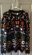 H M Divided Ugly Christmas Sweater YOLO Christmas Medium