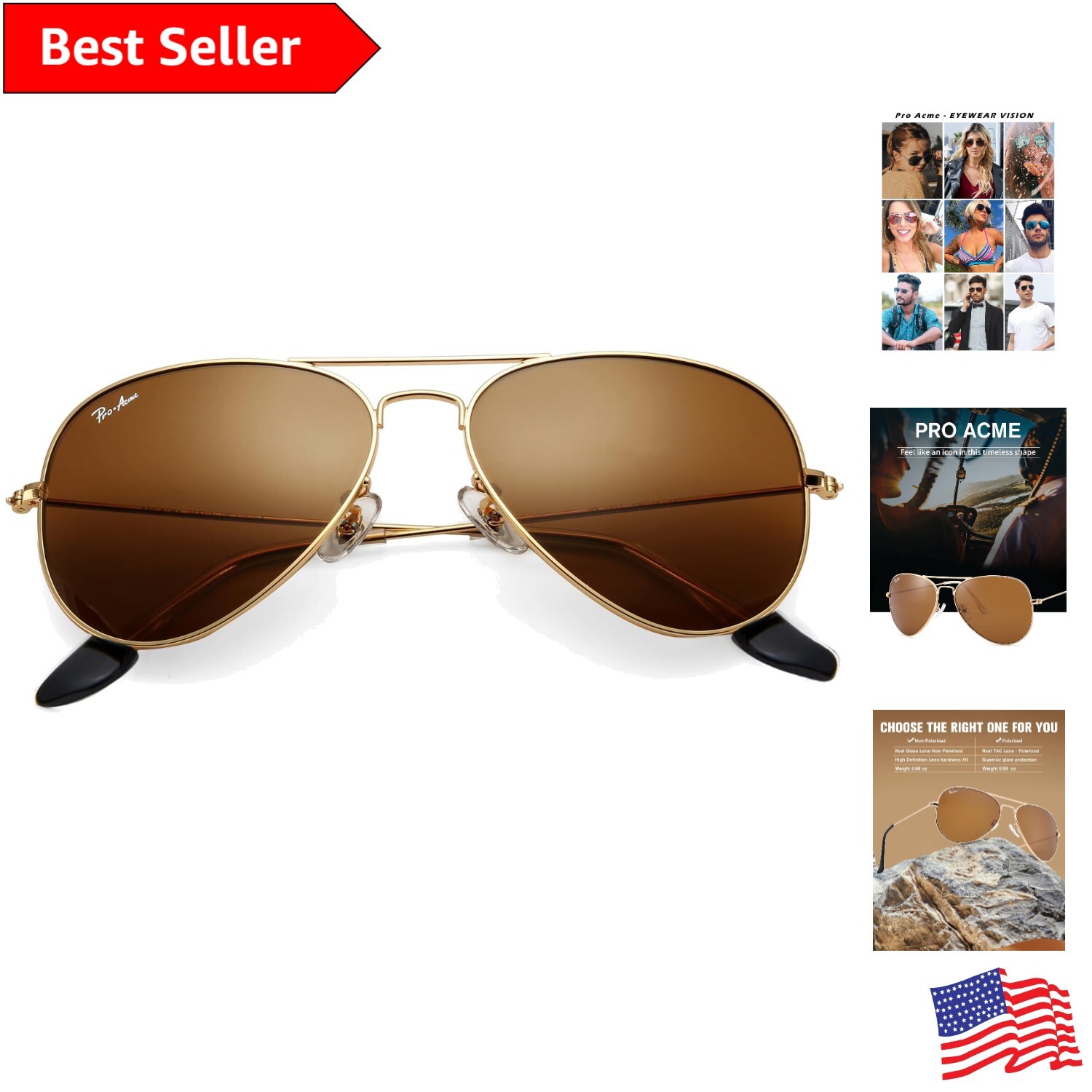 Classic Aviator Sunglasses Set with Protective Leather Case - Choose Your Style-image