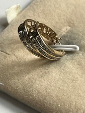 14K Yellow Gold Channel Set Diamond Double Hoop Huggie Earrings 60 Diamonds