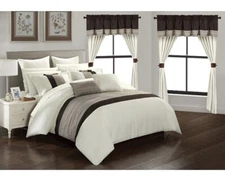 Chic Home Vixen Comforter Bedding Set, Beige, King (24 Piece)
