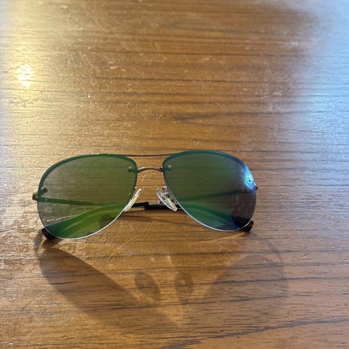 100% Authentic Prada aviator green mirrored sunglasses silverl frame 59*14 $520 - Picture 7 of 7