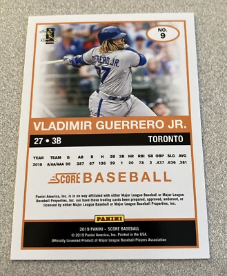 2019 Panini Score RC #9 Vladimir Guerrero Jr. Blue Jays | eBay