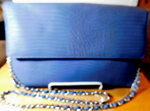 Carpisa~Borsa a tracolla blu grande stile busta vintage tracolla catena - Foto 4 di 12