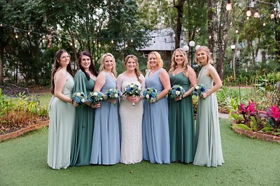 electric blue summer dress Made In USA Dusty Blue Infinity Dress Multiway Bridesmaid Dress Convertible Made In USA main image 1