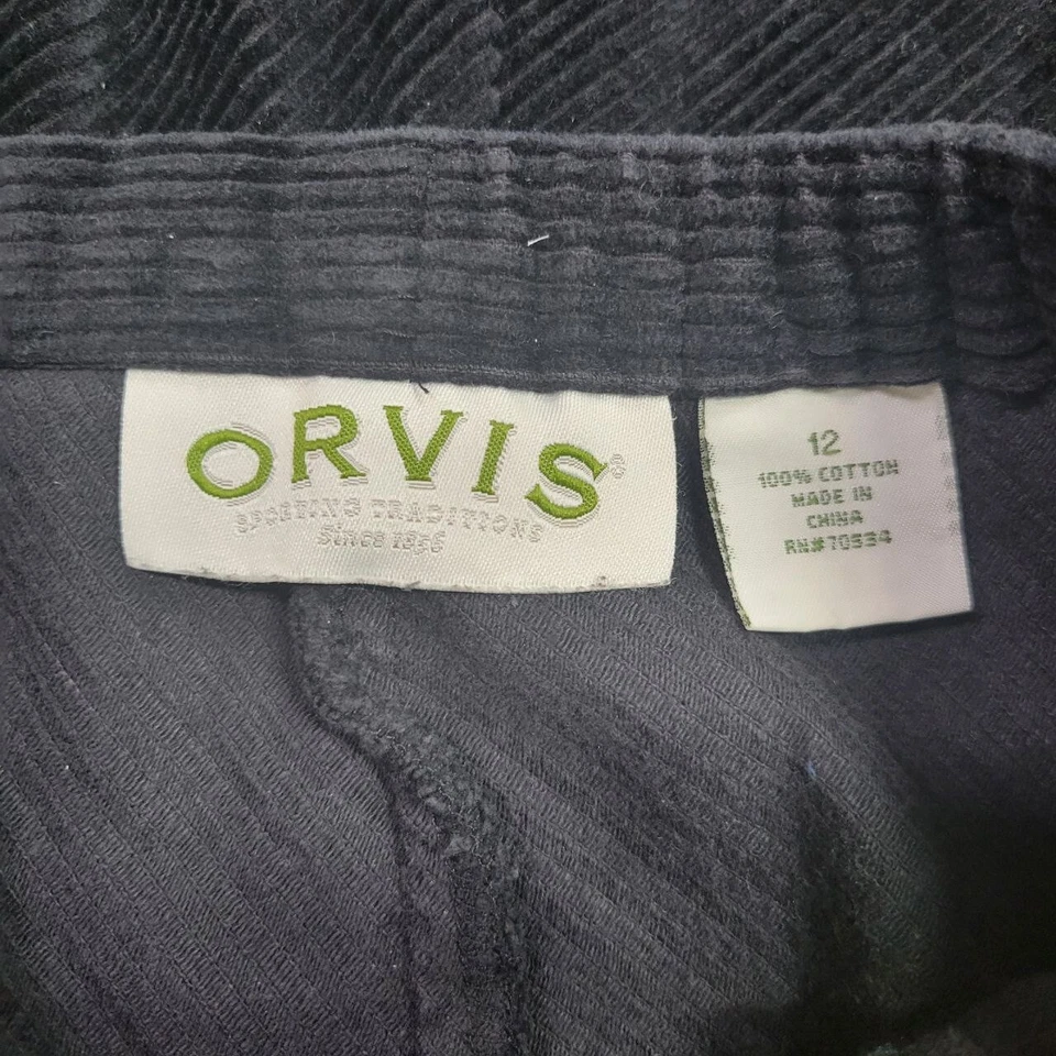 Falda Orvis Línea A Mujer Talla 12 Negra Curdoroy Midi Informal Bolsillos Preppy Y2K Foto 2 de 4