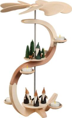 Pyramide S Form 2 Etagen Motive Bergwichtel und Jägerwichtel 28x46x28cm NUE