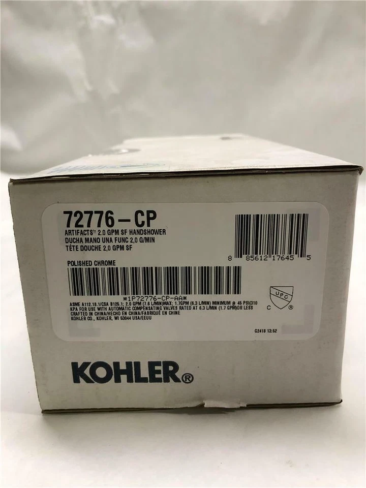 Chuveiro de mão selado Kohler 72776-CP 2.0 GPM SF - Cromo polido - Imagem 2 de 4