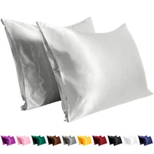 Satin Silk Pillowcase Pillow Case Cover King Queen Standard Cushion Cover New