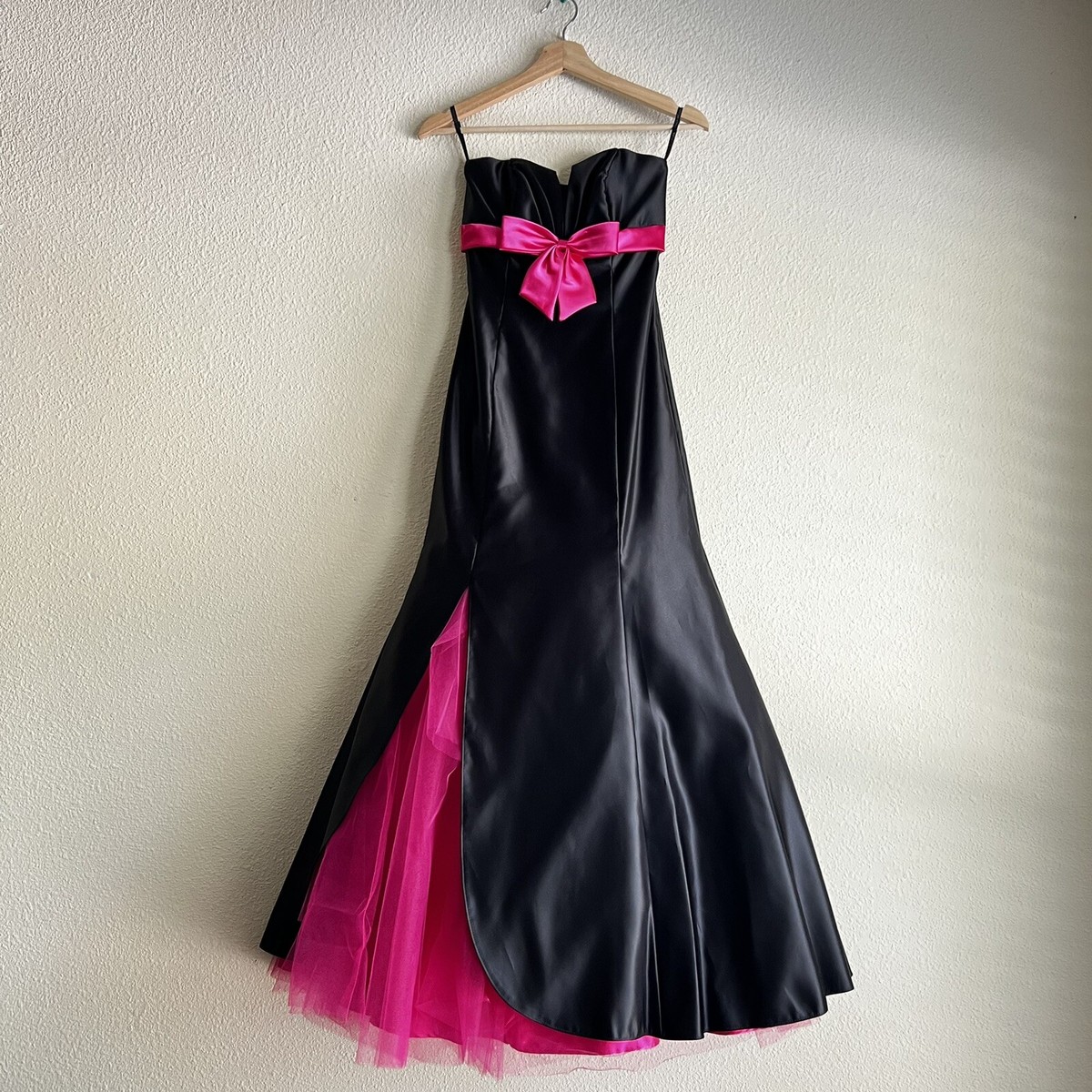 Vintage Jessica McClintock Gunne Sax Black Pink Tulle Prom