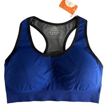Sports Bra Racerback Padded Workout Fitness Gym Activewear Bra 2XL Soft Blue