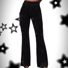 Brand New solid black high waisted flared pants