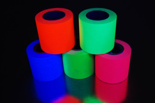 2 Inch UV Glow Blacklight Reactive Fluorescent Gaffer Tape 1 Roll x 6 Yards - Picture 2 of 14