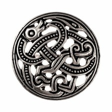 Wikinger Scheibenfibel im Jellingstil Mittelalter Brosche LARP Bronze/Versilbert