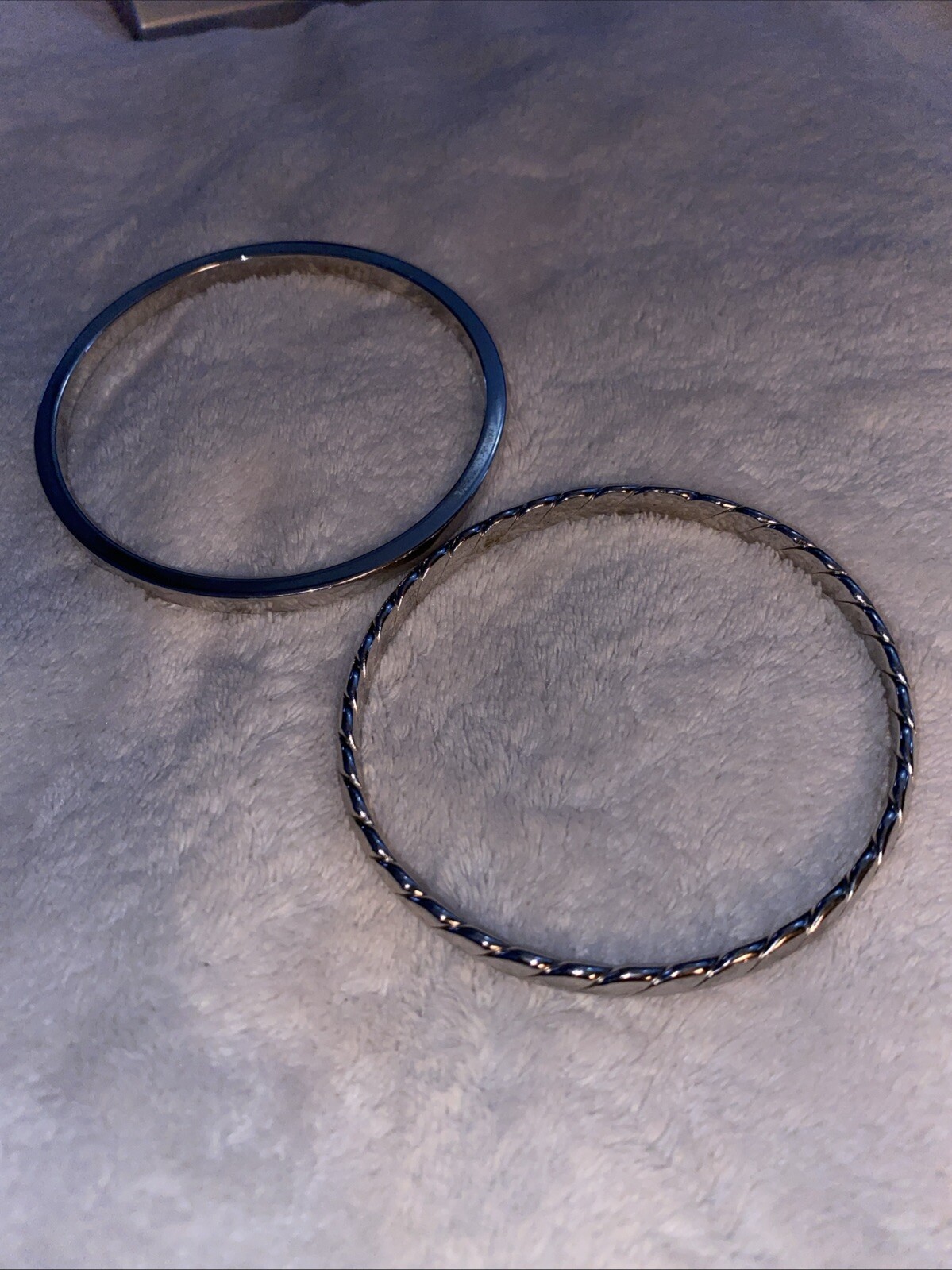 Vgt Monet Solid Bangle Bracelets 2 Silver Tone Pl… - image 1