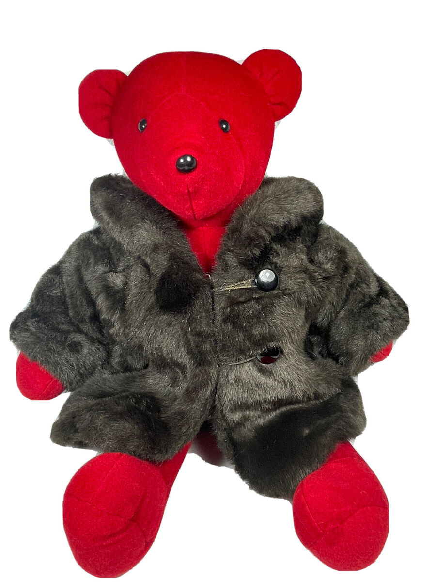 North American Bear Co. 1979 RED Plush With Brown Faux Fur North American Bear Co. 1979 RED Plush With Brown Faux Fur