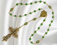 Unbreakable Handmade Anglican Rosary Peridot Czech Crystal August Birthstone