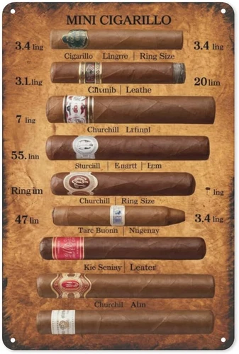 Vintage Cigar Tin Sign 8X12IN Rustic Metal Wall Art for Smoking Lounge, Man Cave