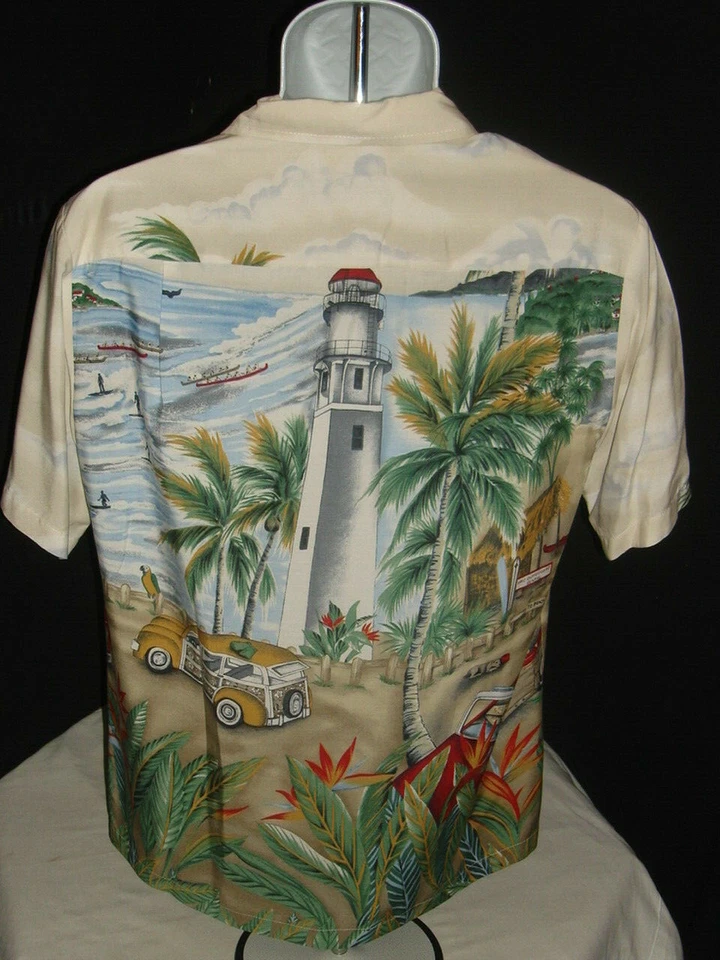 MENS HAWAIIAN RESERVE COLLECTION ISLAND SCENE RAYON S/S HAWAIIAN SHIRT SZ. S - Image 4 of 4