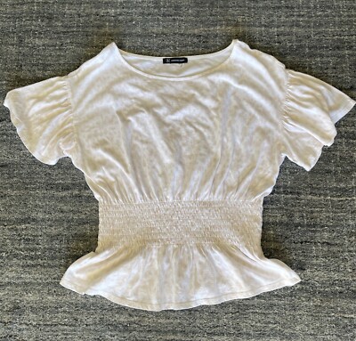 Women s INC INTERNATIONAL Concepts pink Pattern Top w/Smocked Waistband, Large