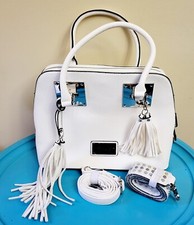 NWOT Marc New York by Andrew Marc White Satchel Handbag Extra Strap & Tassels 