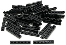 Lego 50 New Black Plates 1 x 6 Stud Parts