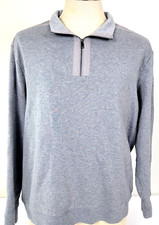 Bugatchi Light Gray Pullover 1/4 Zip Sweater Sz XL Long Sleeve Soft Cotton Mens
