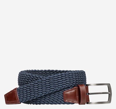 757684 MSBLT20 MEN'S NAVY BRAIDED STRETCH BELT JOHNSTON & MURPHY