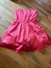 Davids Bridal short strapless sequin semi formal bridesmaid dress 16