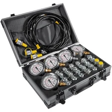 60P Hydraulic Pressure Gauge Test Kit with 24x Couplings 3x Test Hose 5x Gauge
