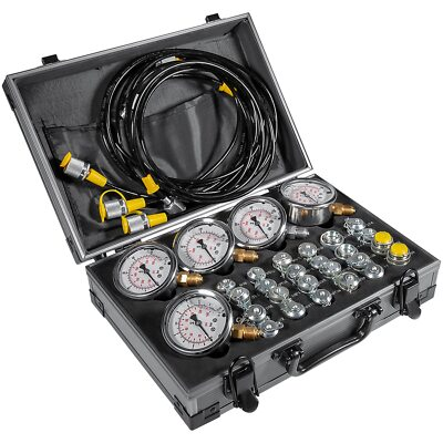 #ad 60P Hydraulic Pressure Gauge Test Kit with 24x Couplings 3x Test Hose 5x Gauge $327.91