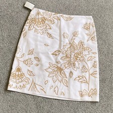 Boden White with Gold Floral Embroidery Skirt 100 Cotton US2 UK6