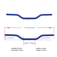 Blue 1.0" Aluminum Drag Bar Straight Handlebar for Harley Softail Dyna Touring 